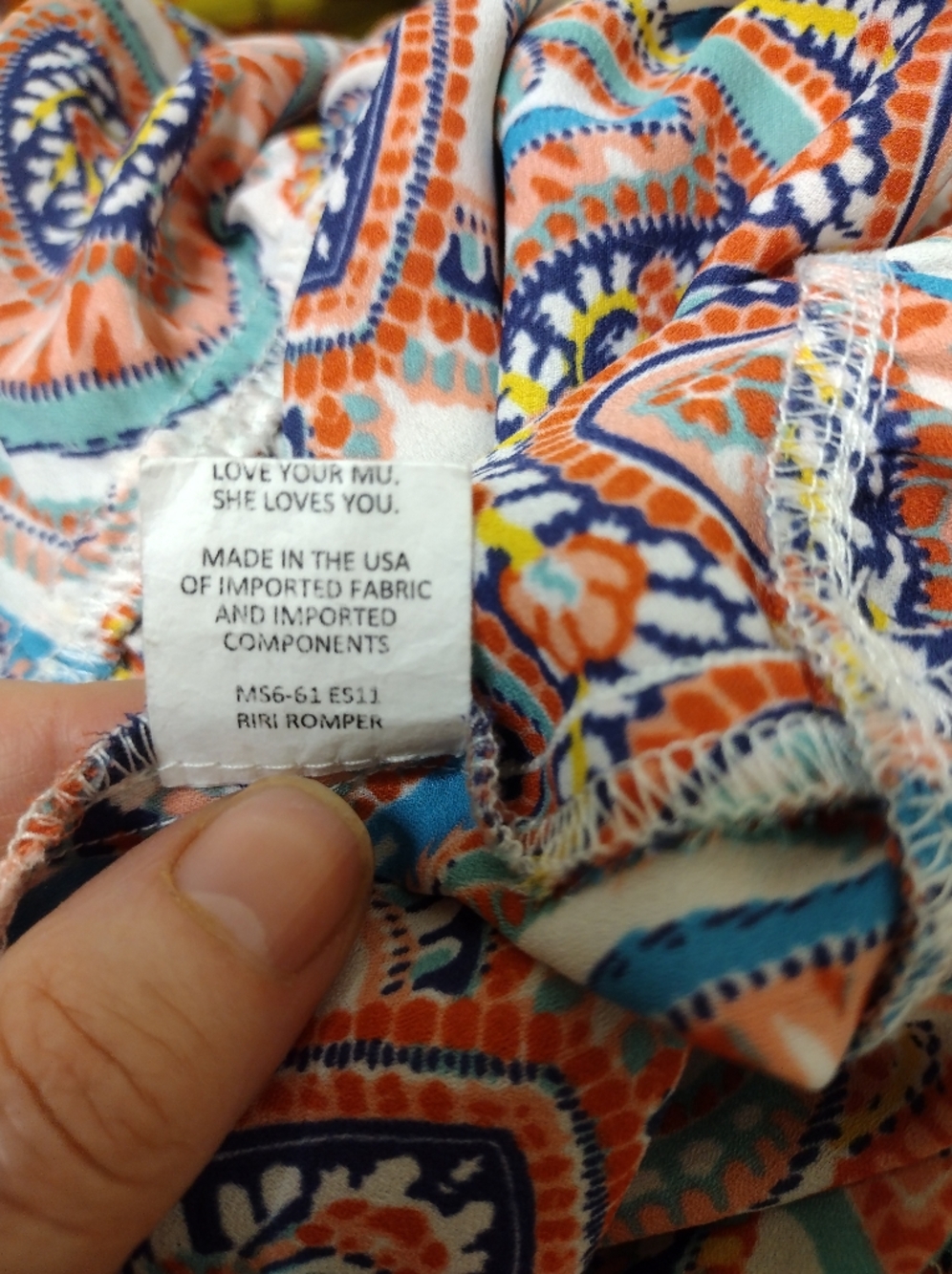 Show Me Your Mumu Paisley Print Sleeveless V-Neck Romper in White Coral & Blue - Picture 7 of 8